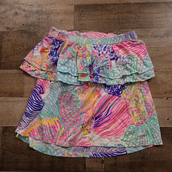 Lilly Pulitzer Ruffle Mini Skirt Women’s Small Multicolor Tropical Print - Picture 6 of 8